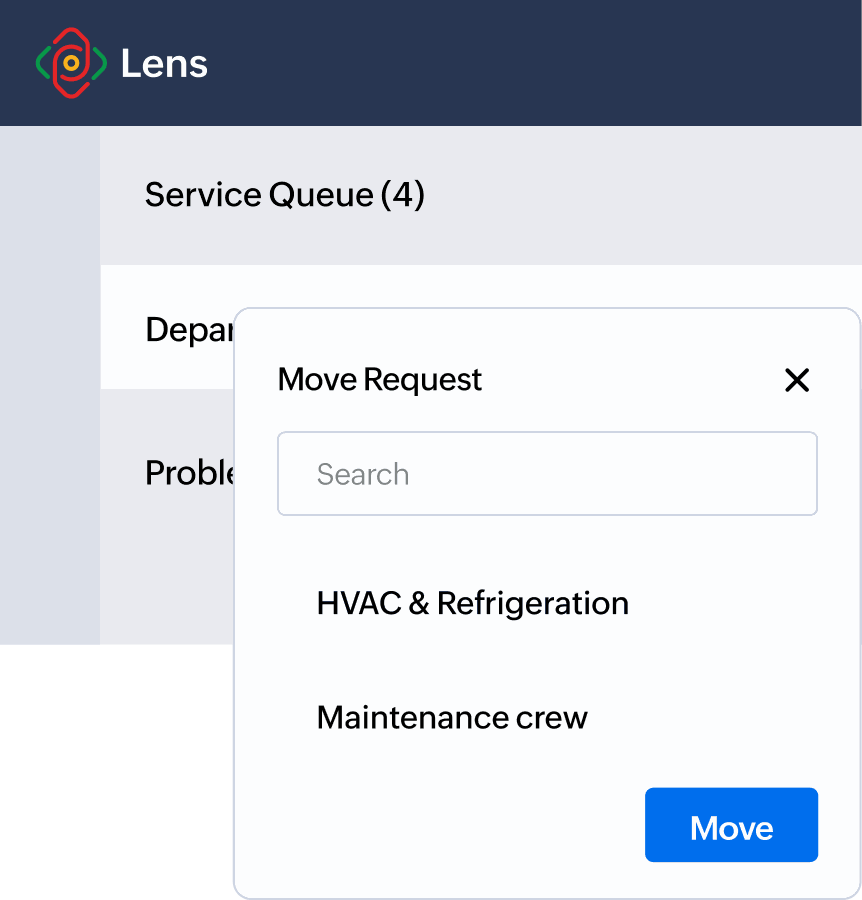 Move request dialog reassigning to HVAC & Refrigeration department