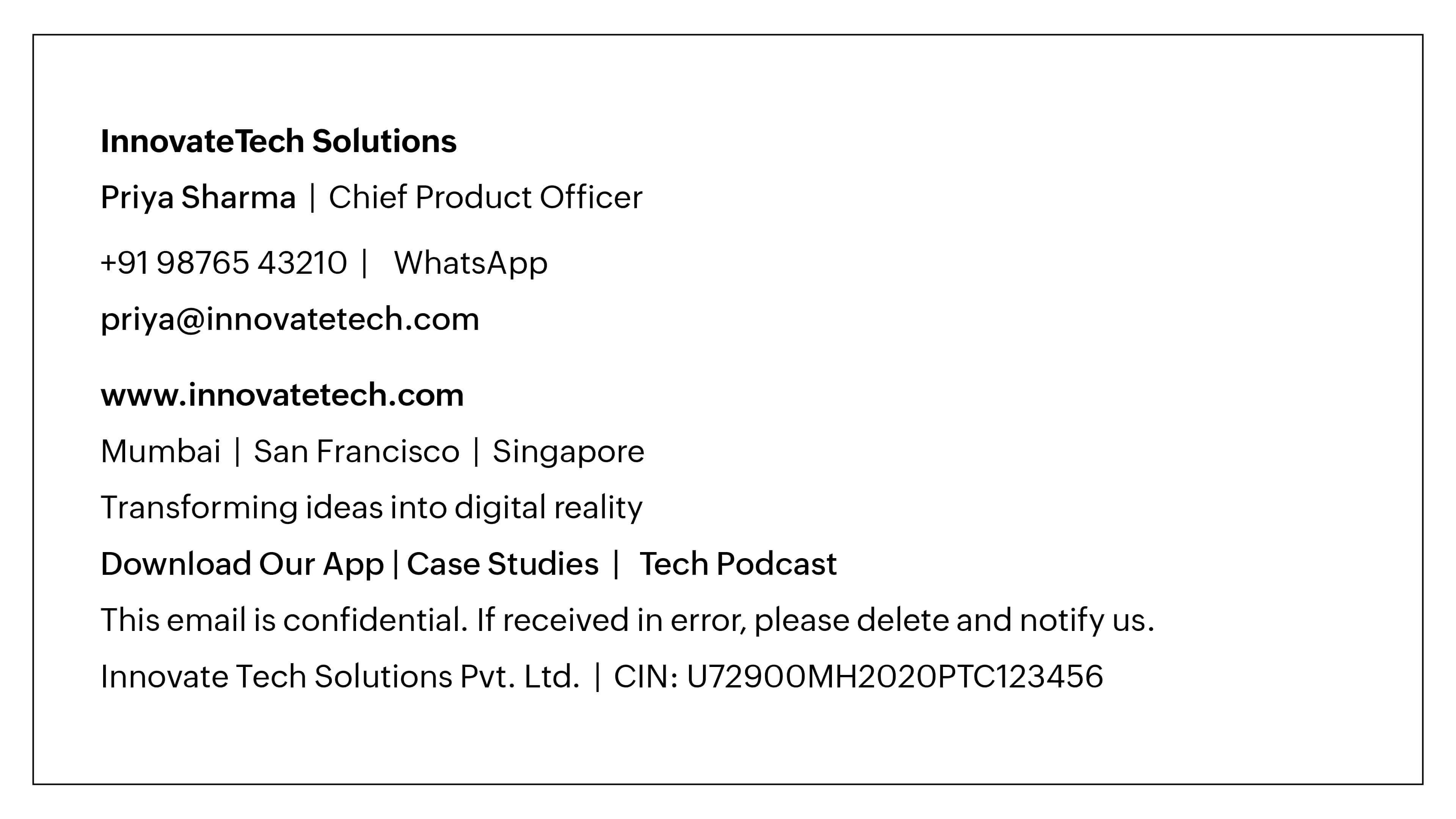 Tech startup email footer