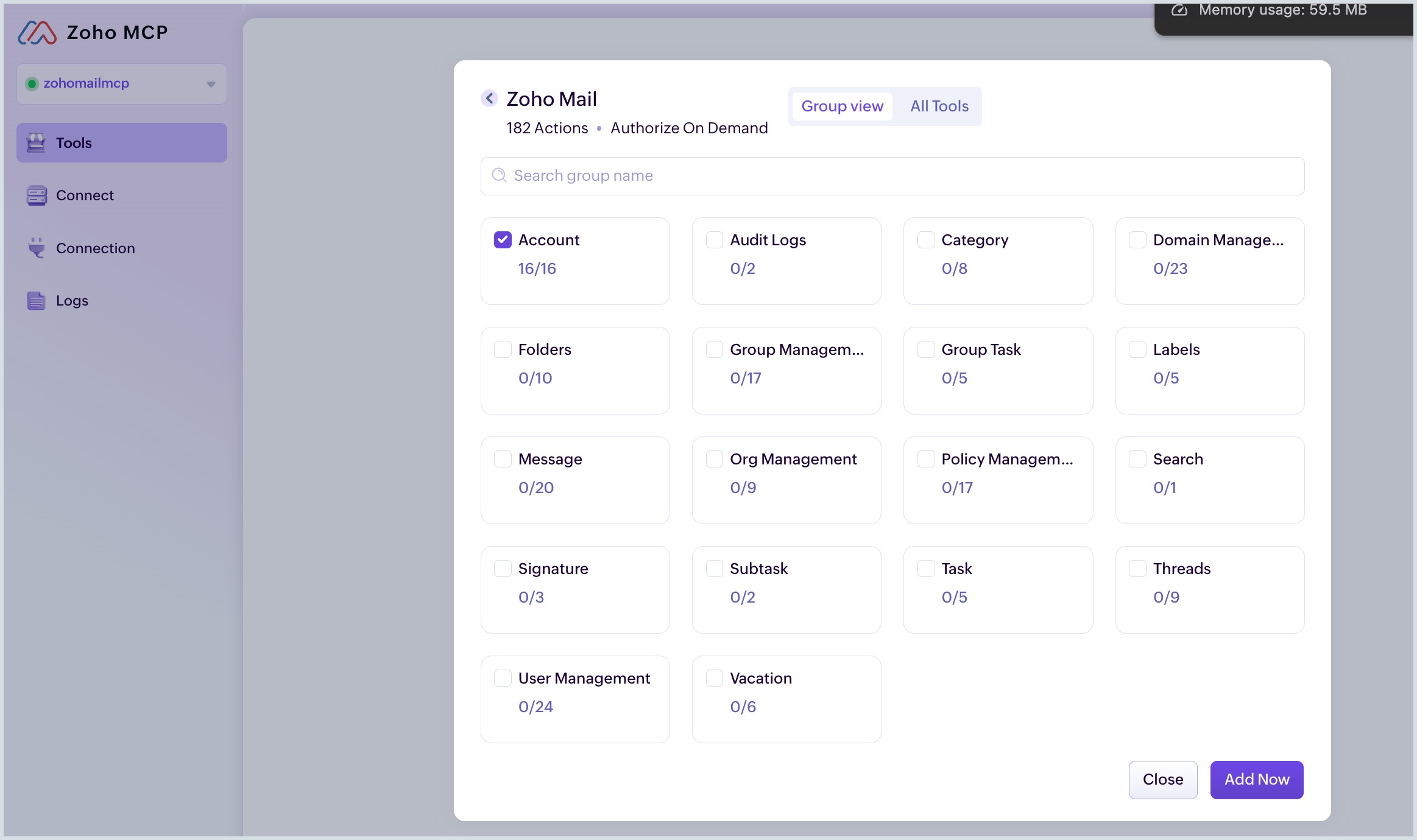 Add new Zoho Mail tools