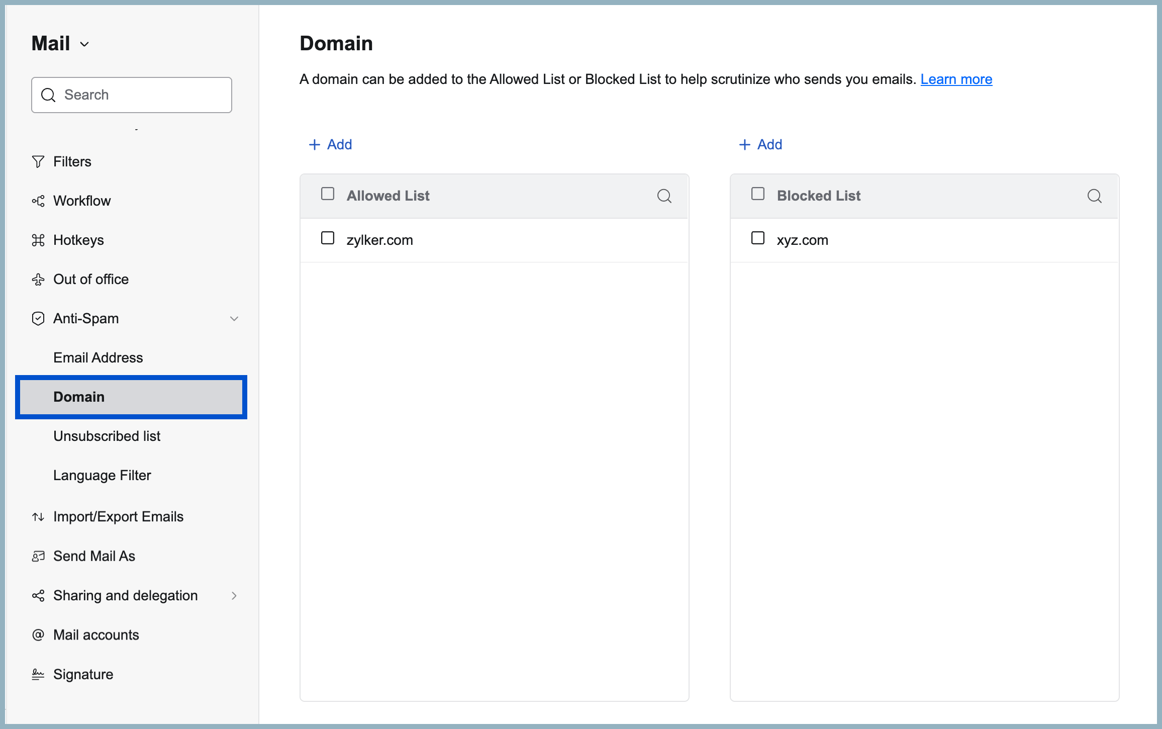 Allowlist and Blocklist Domains