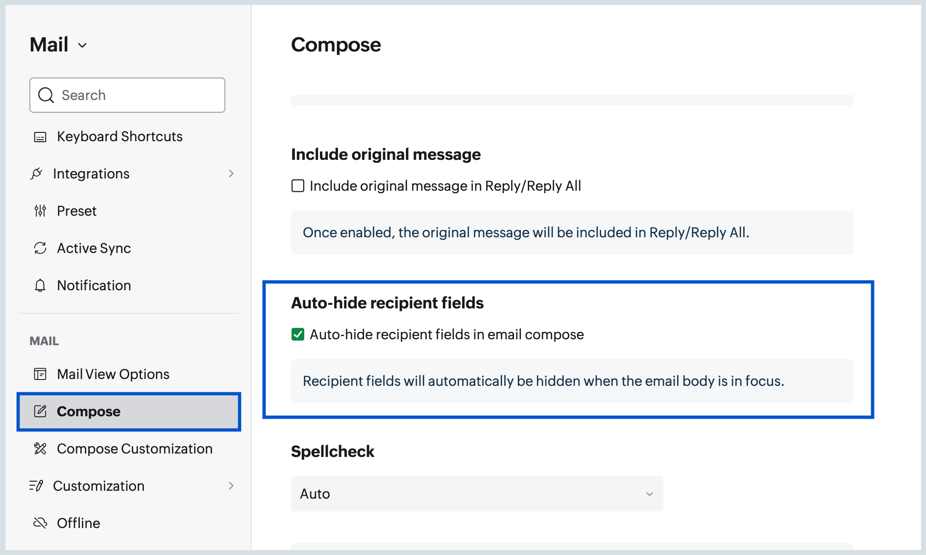 Auto-hide recipient fields