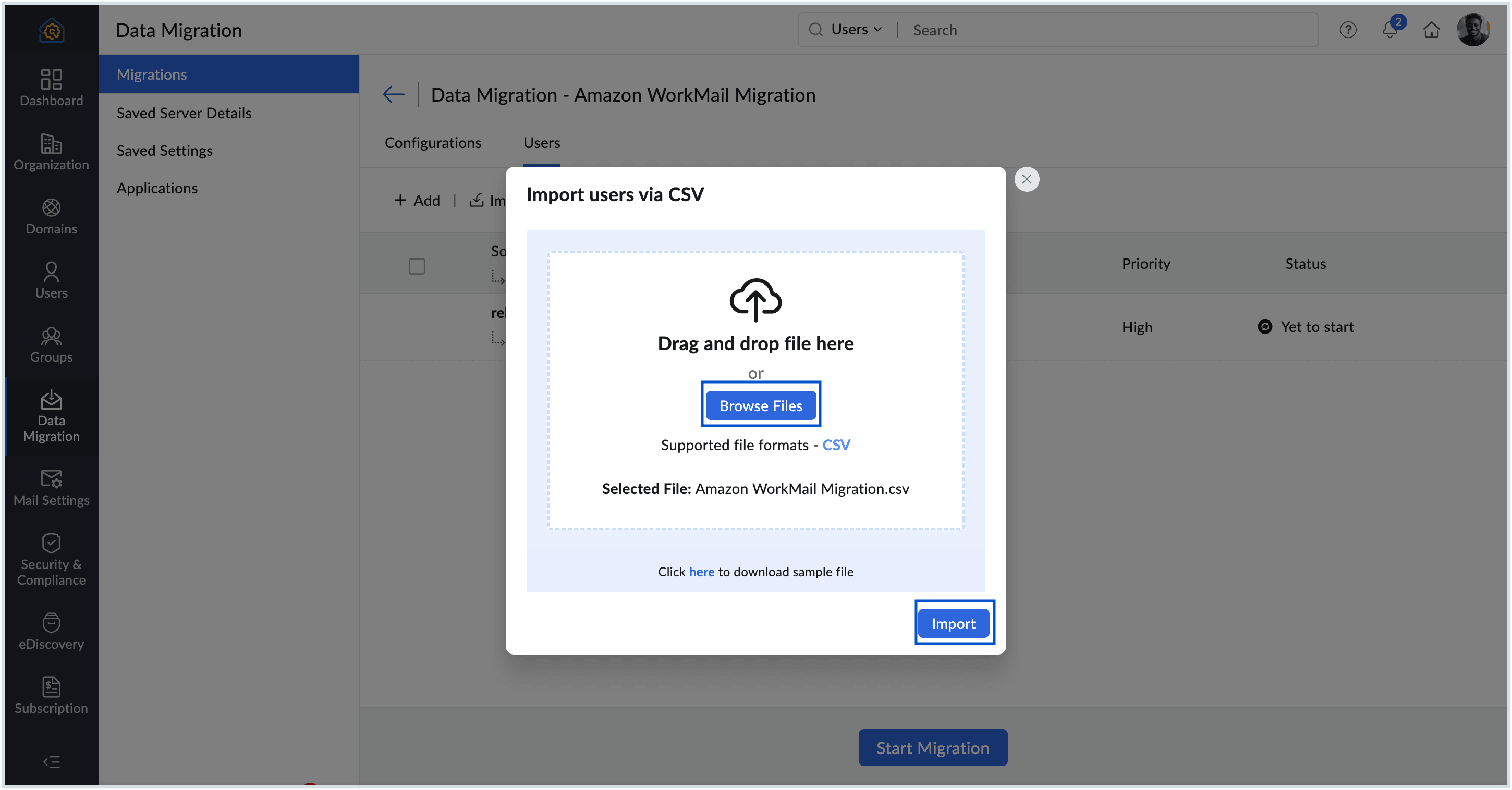 Browse and select files