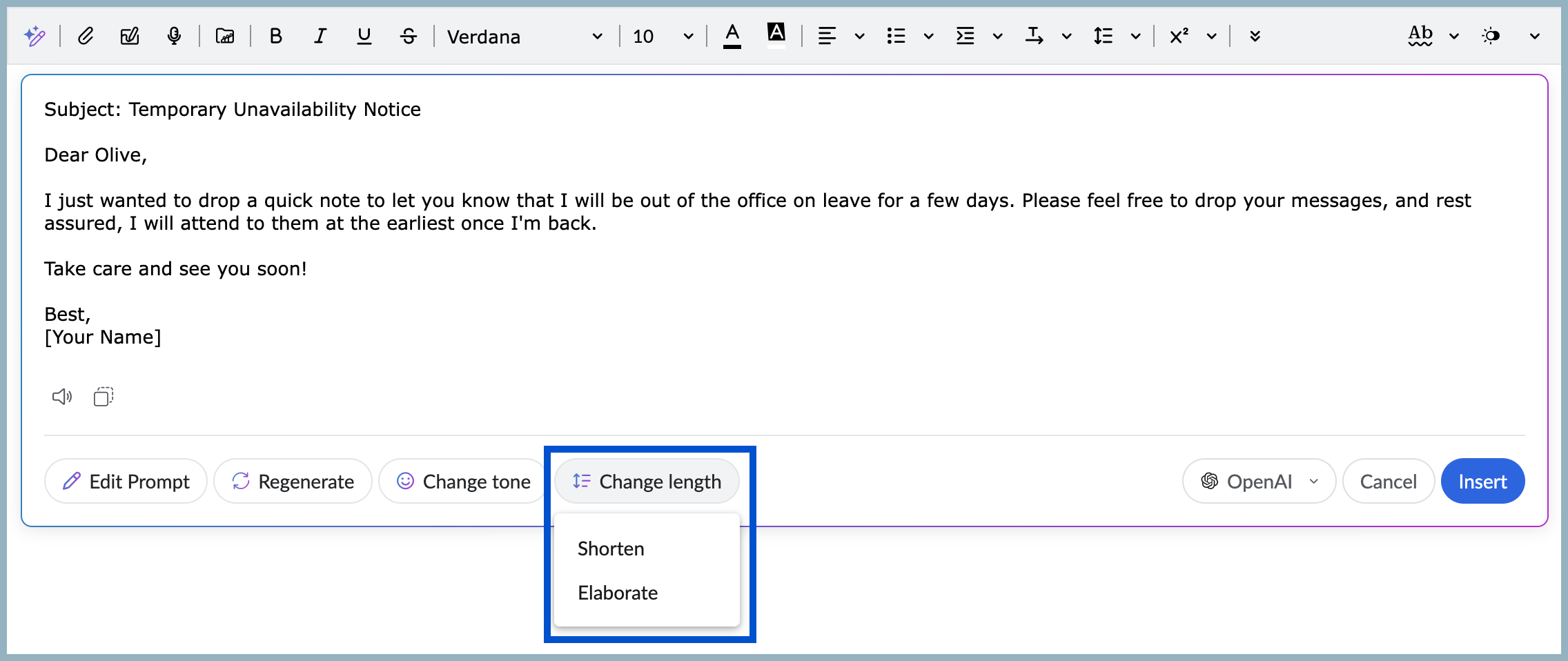 Change content length Change content length