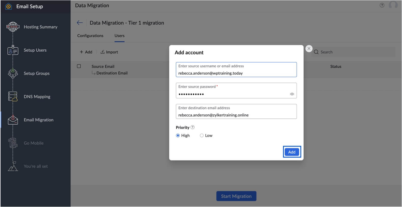 Add accounts to migrate Add accounts to migrate