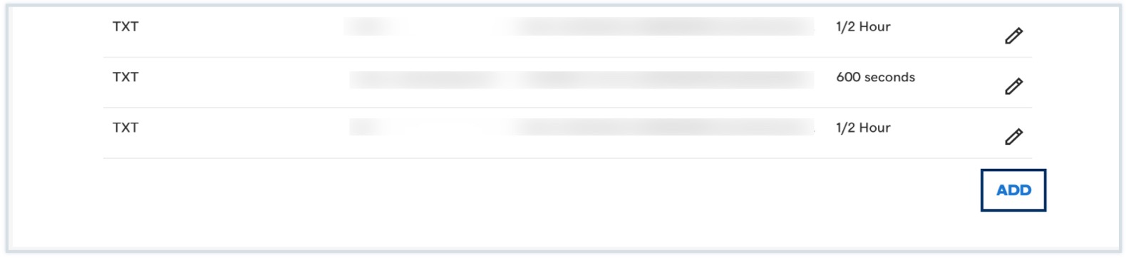 Add TXT record in DNS record page Add TXT record in DNS record page