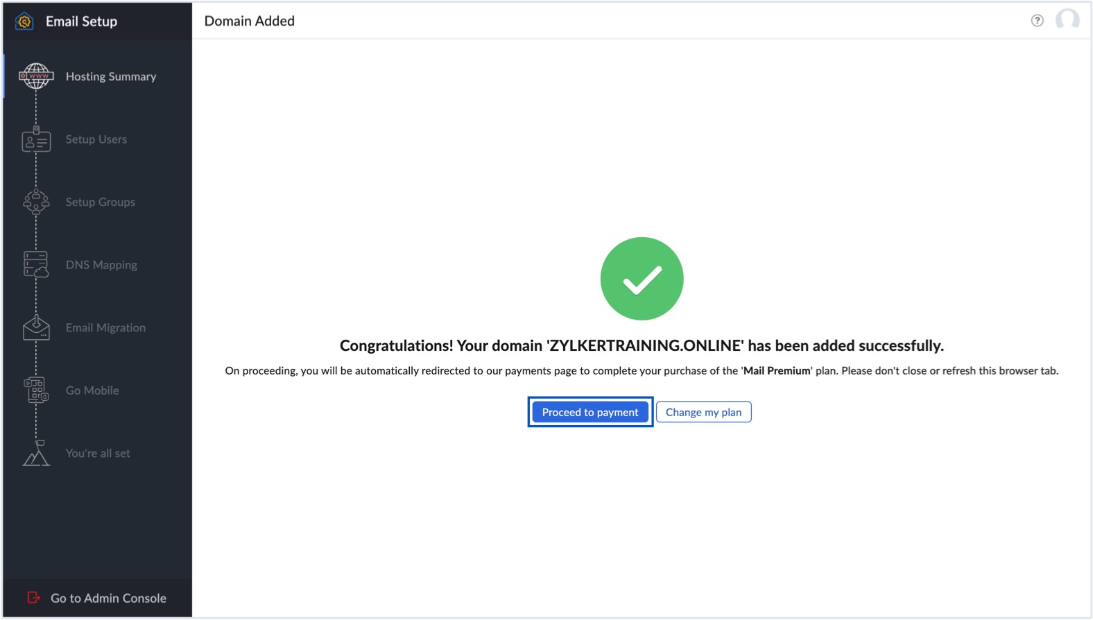 Domain added successfully Domain added successfully
