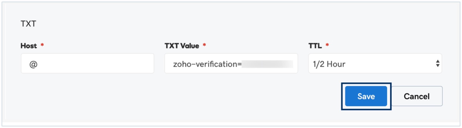 Paste the TXT value Paste the TXT value