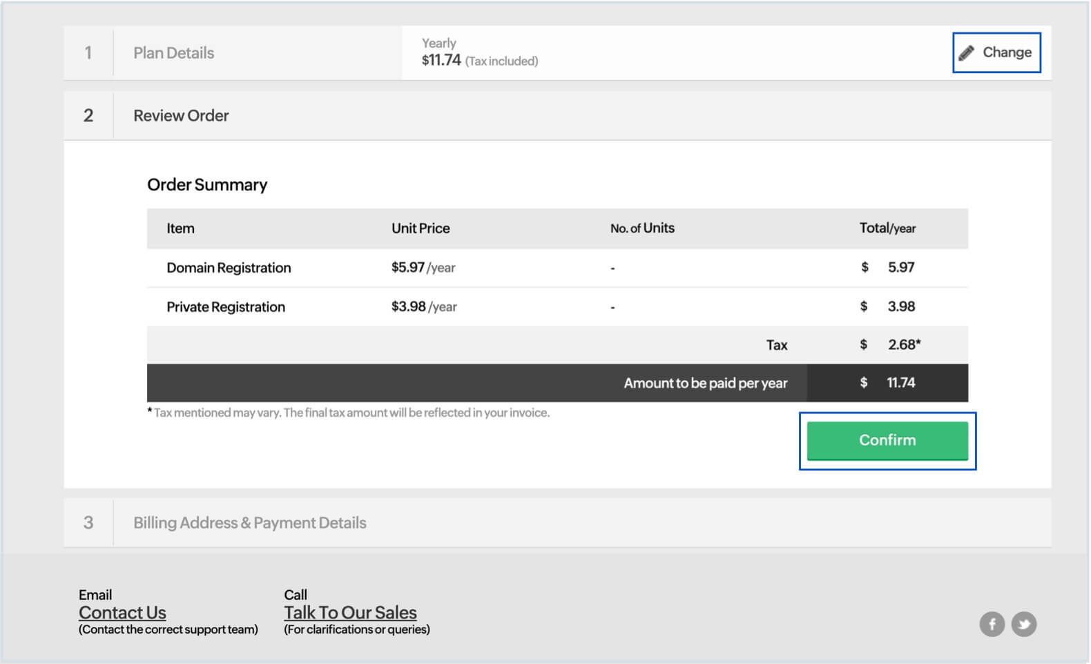 Confirm your order summary Confirm your order summary