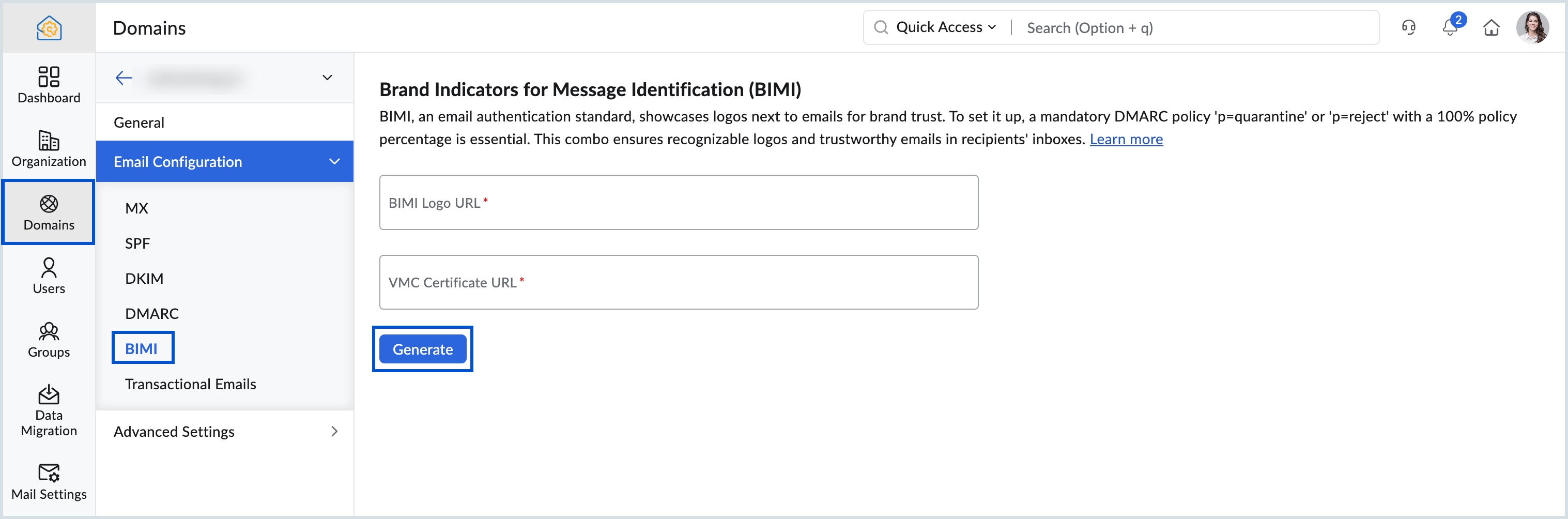 configure BIMI