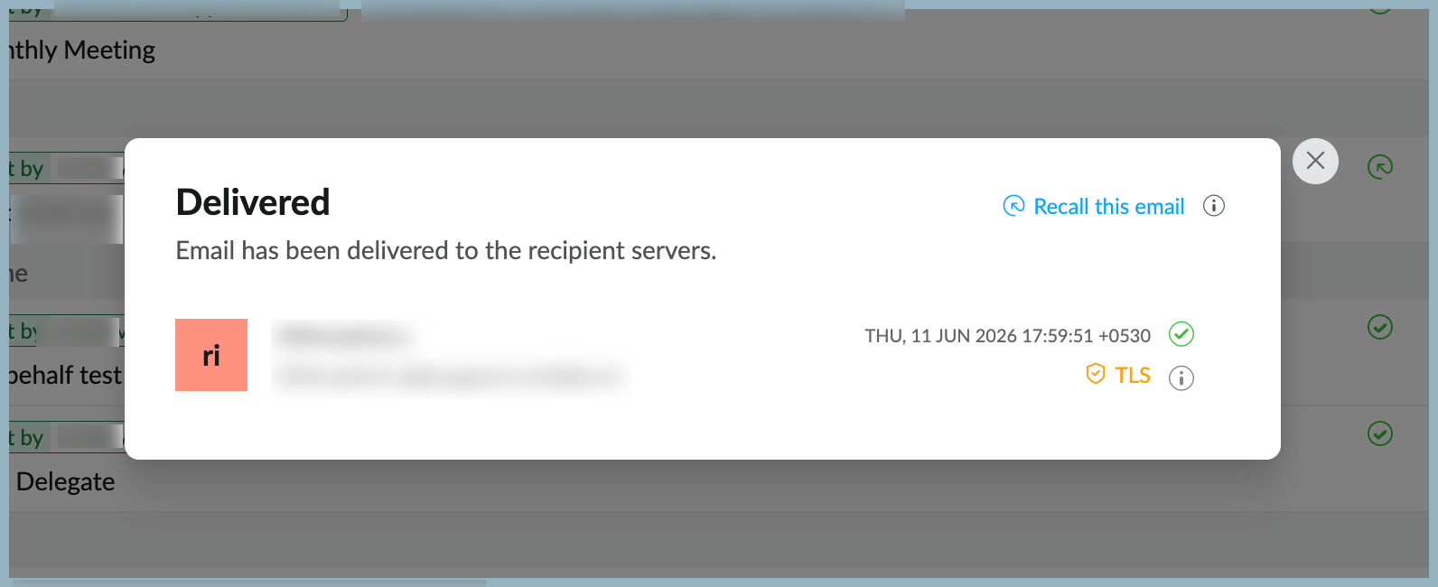 Delivery status and Recall emails Delivery status and Recall emails