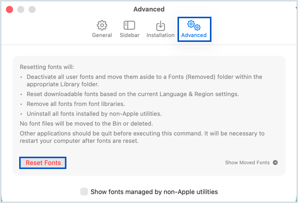 Reset fonts Reset fonts