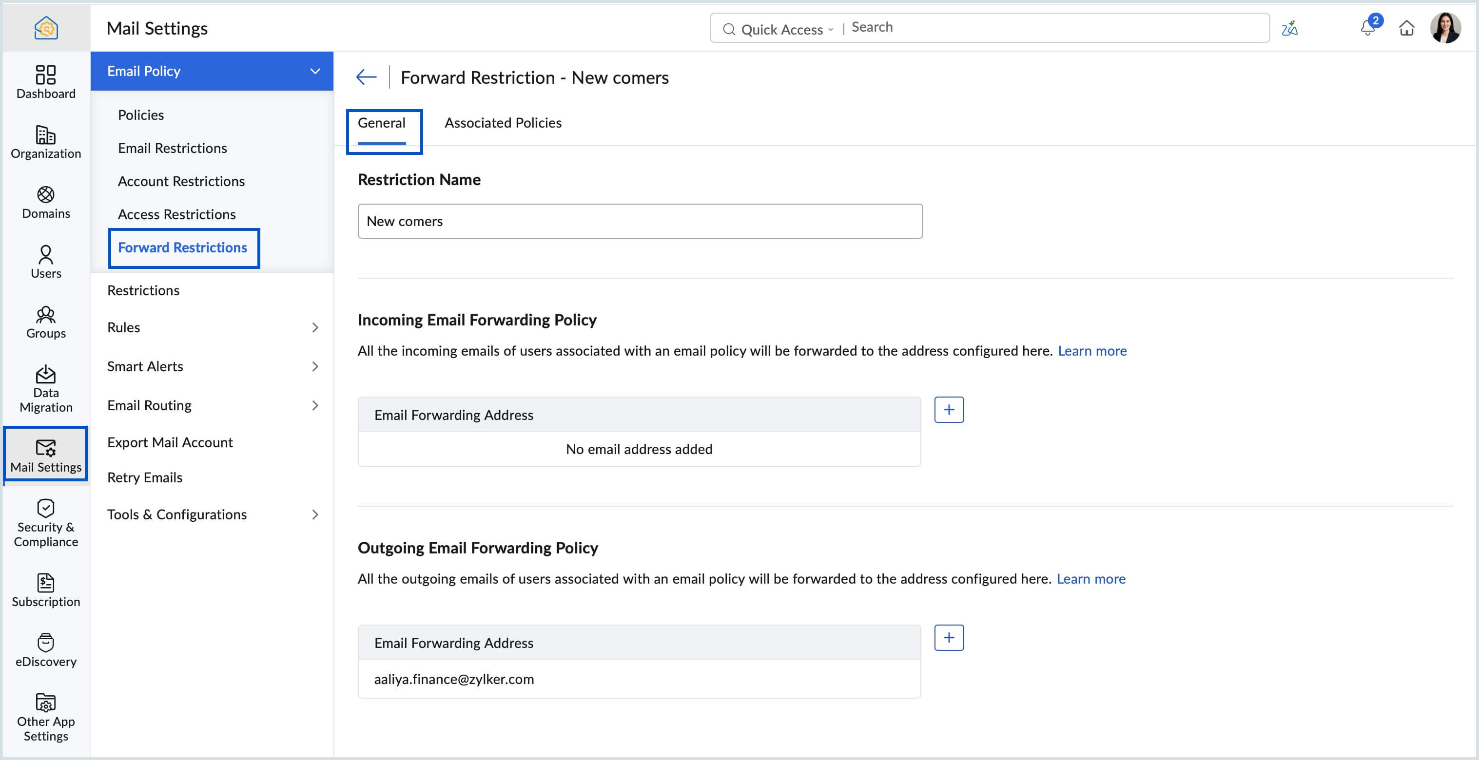 Forward restriction Forward restriction