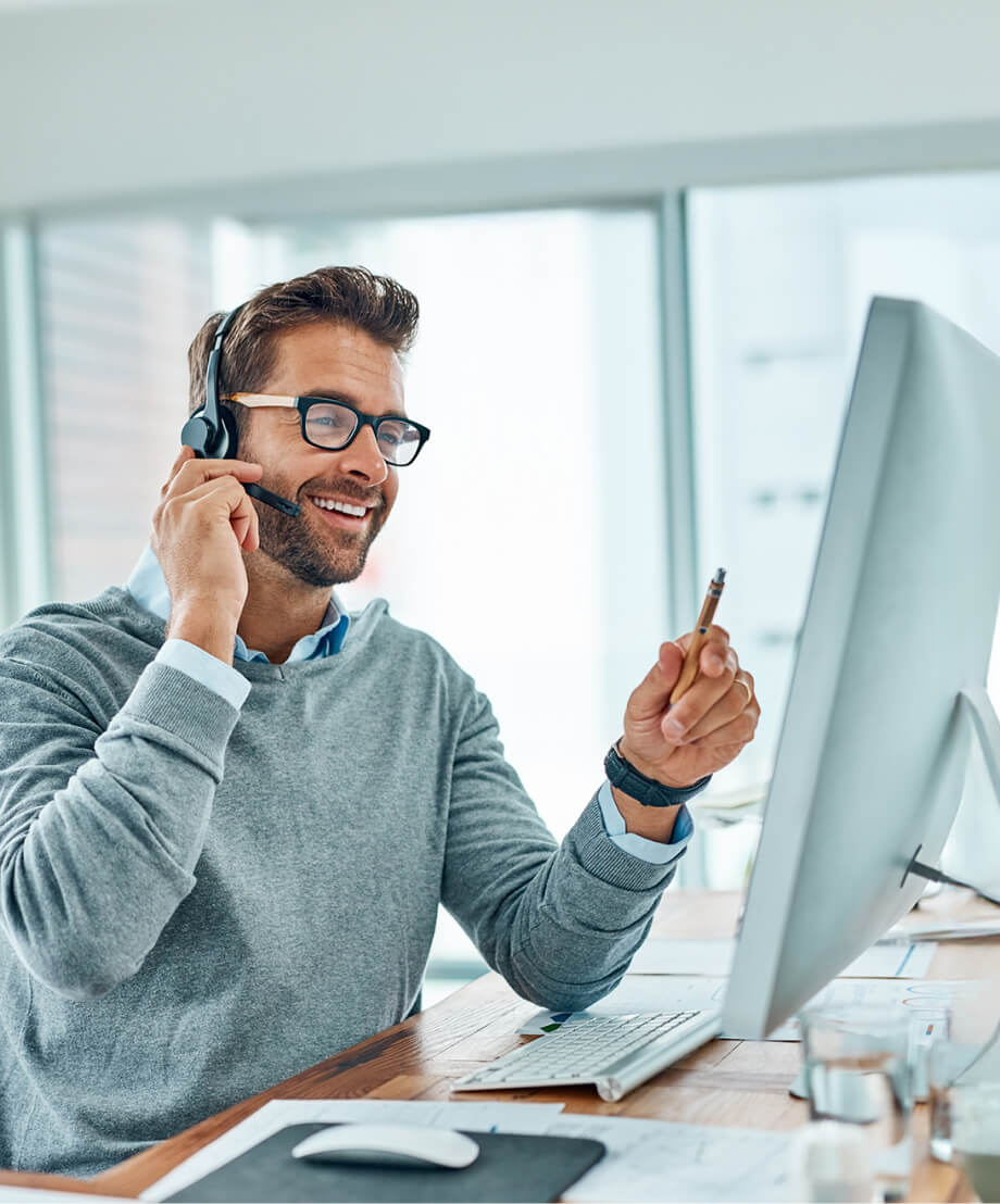 A screen showing a person offering consultation