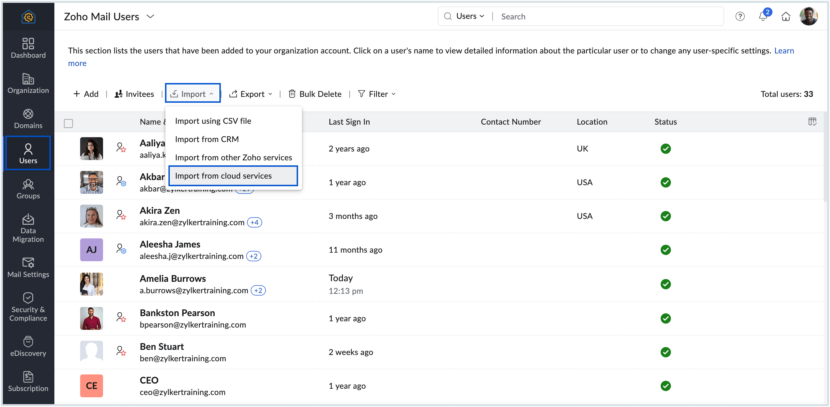 Import users from cloud services