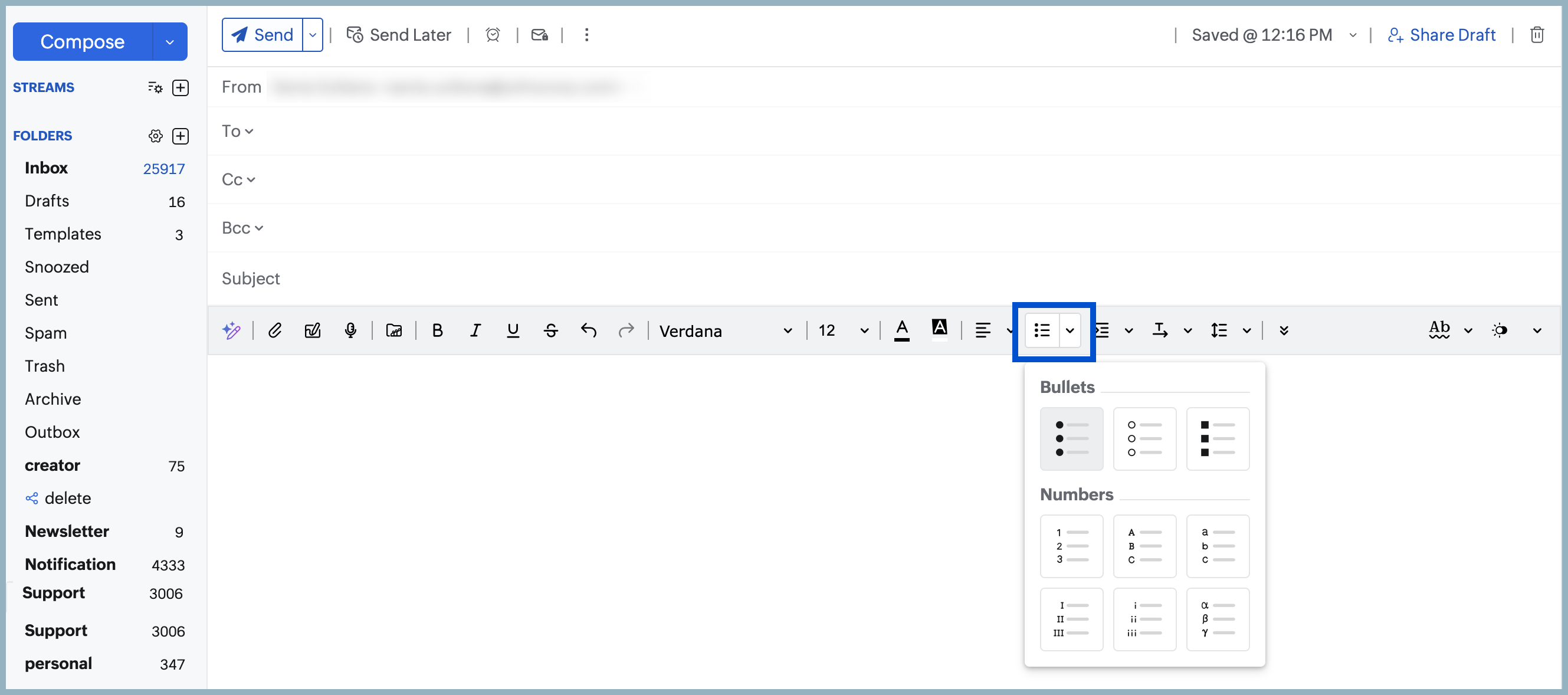 List options