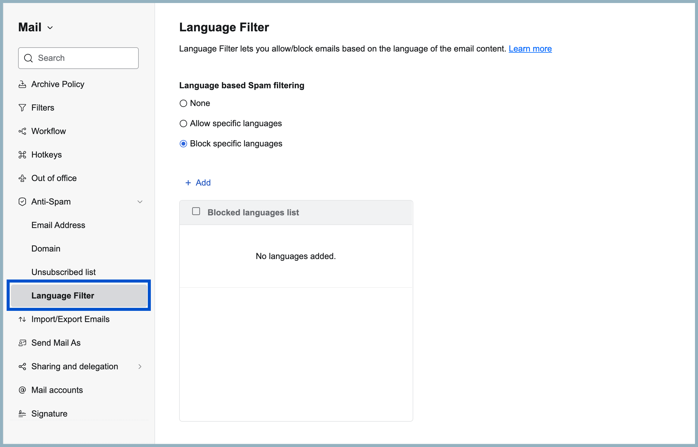 Language filter