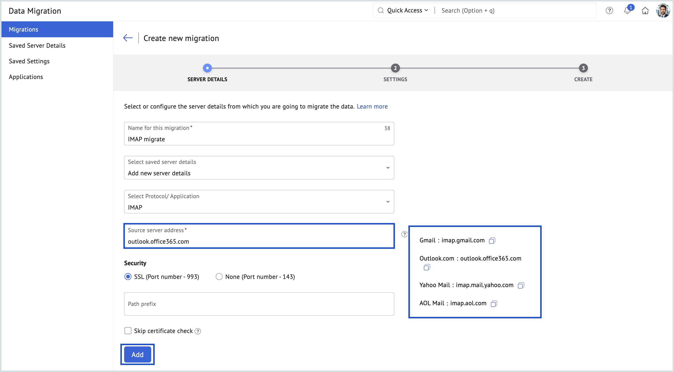 IMAP Server Settings IMAP Server Settings