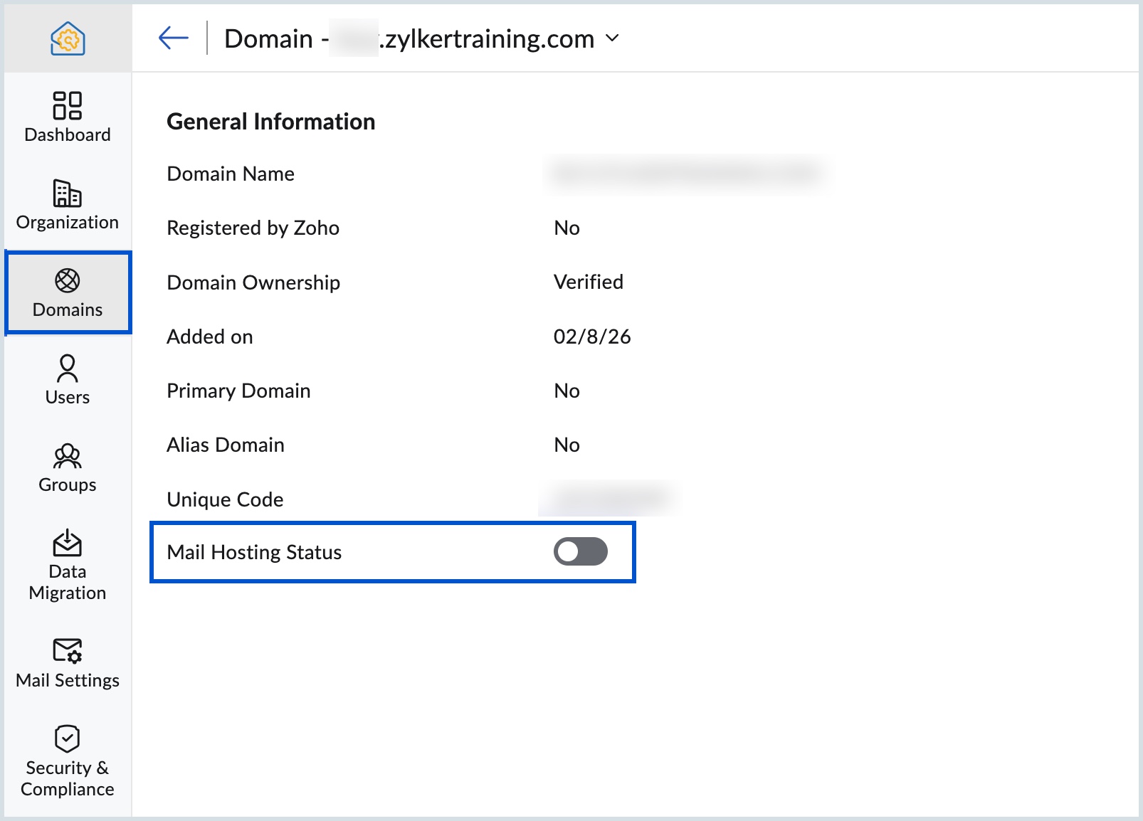 Enable email hosting Enable email hosting