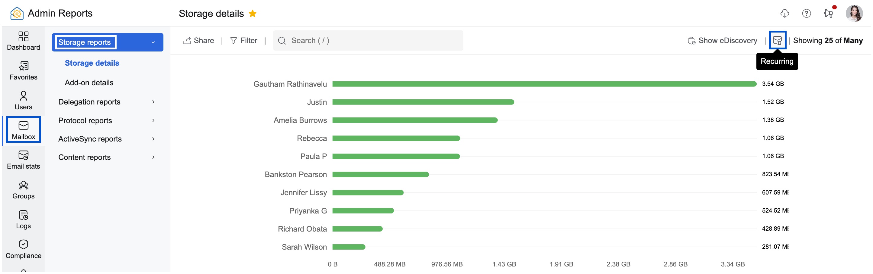 Accessing Recurring reports