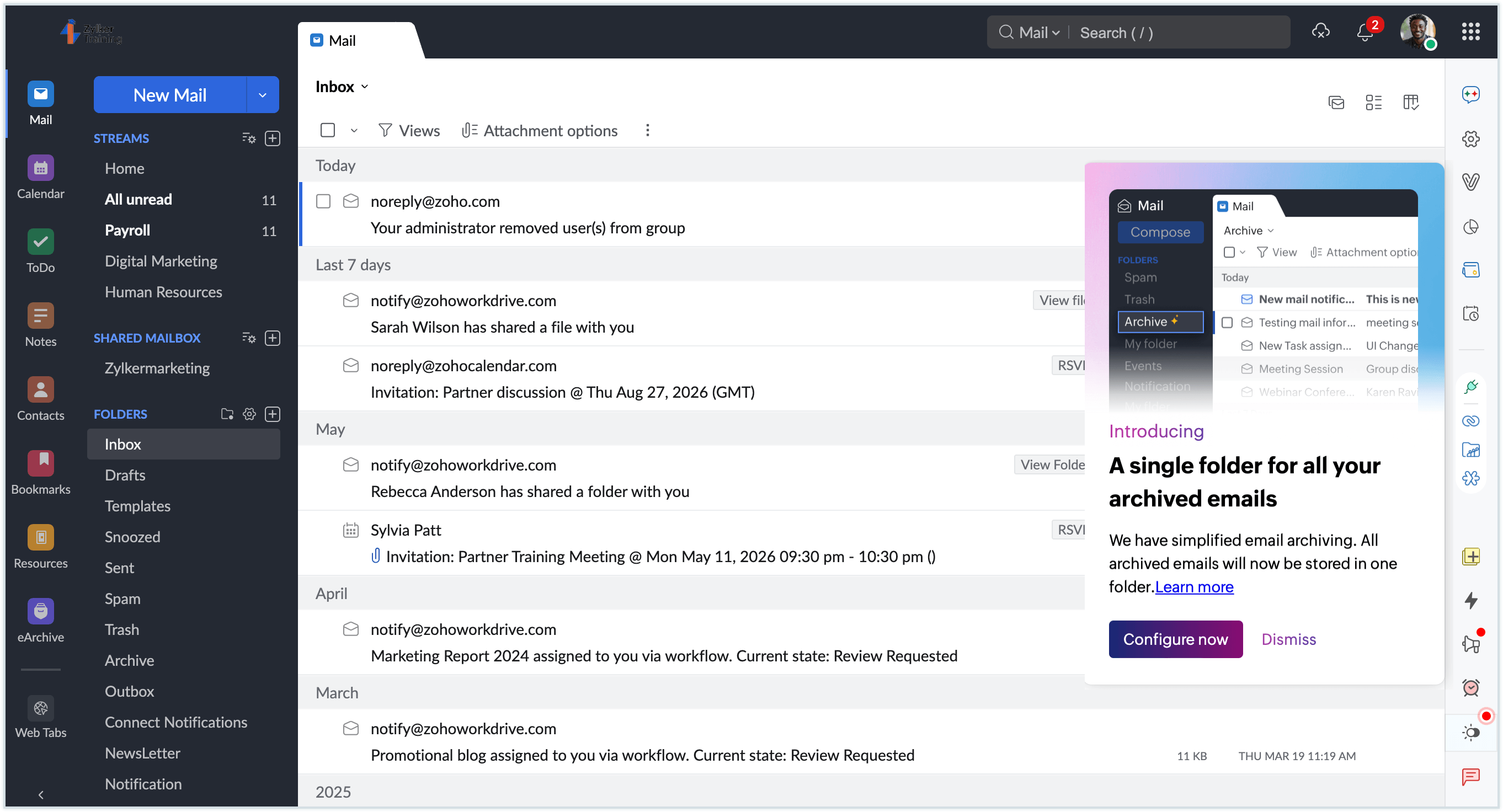Configure single archive folder Configure single archive folder