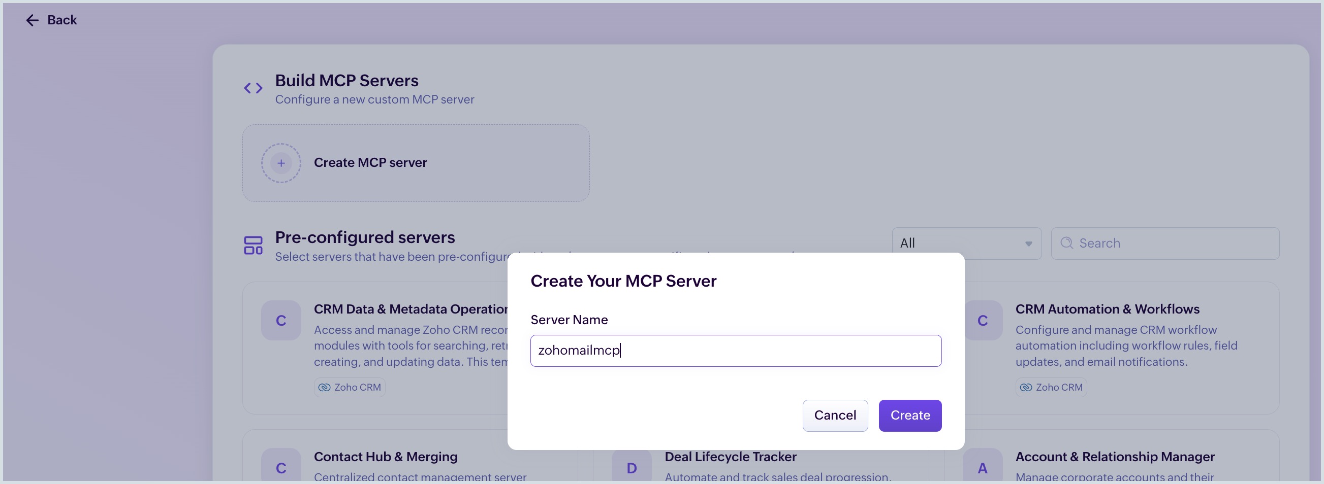 New Server creation