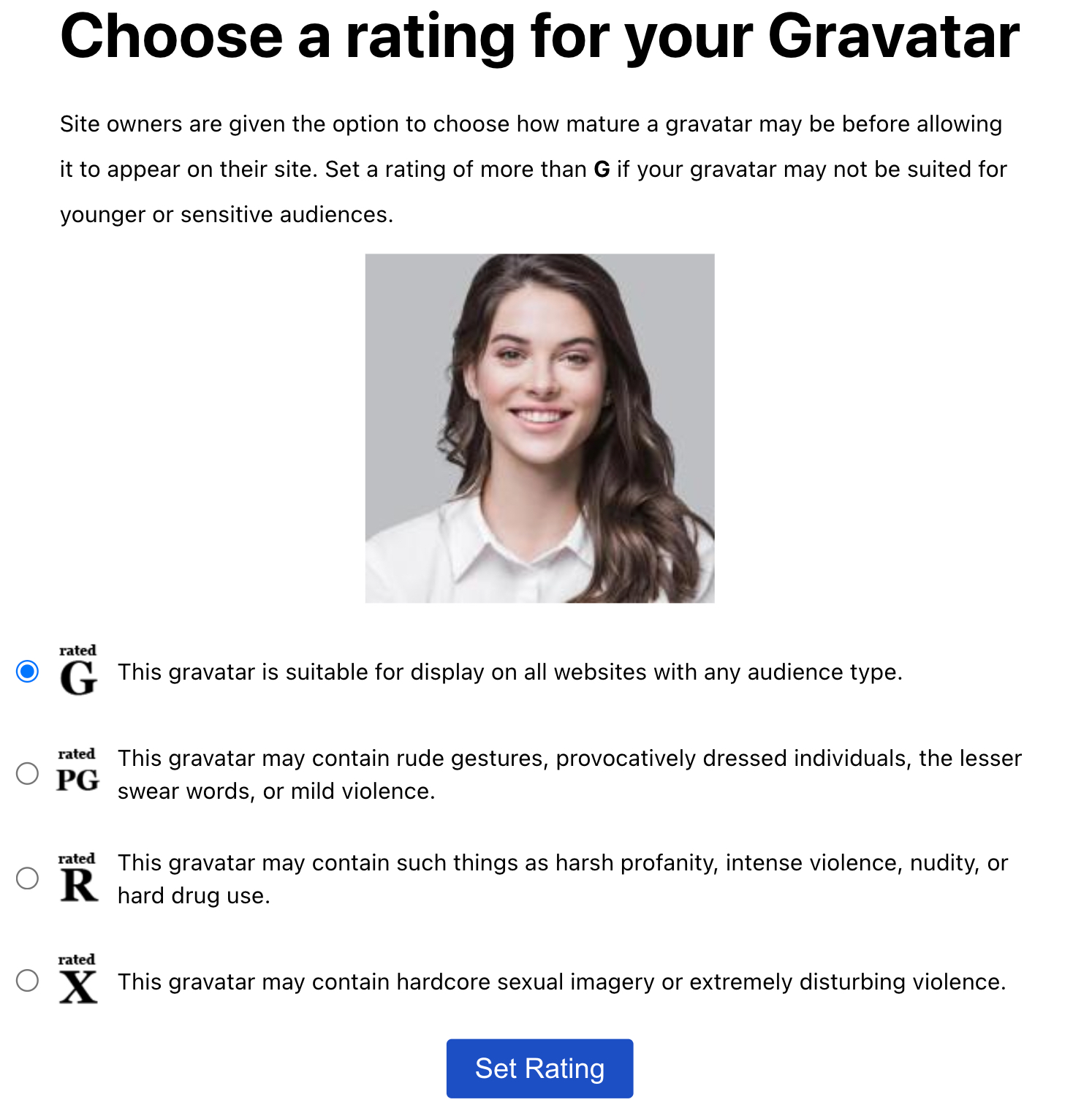 Gravatar image rating