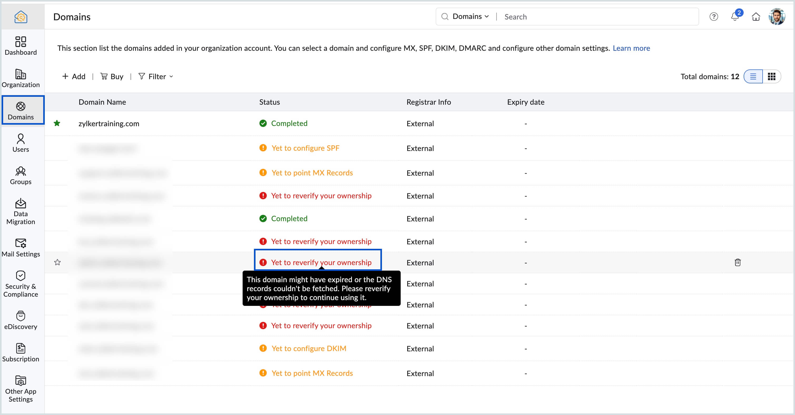 Re-verify domain ownership