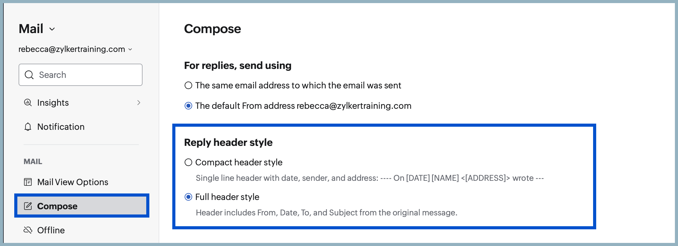 Reply header style Reply header style