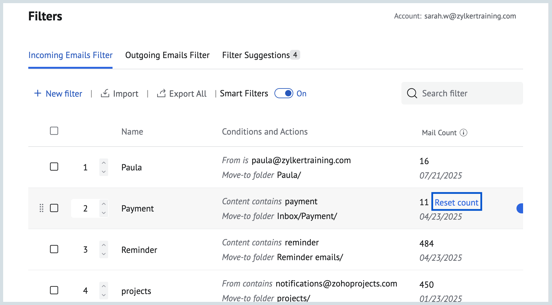 Mail count Mail count