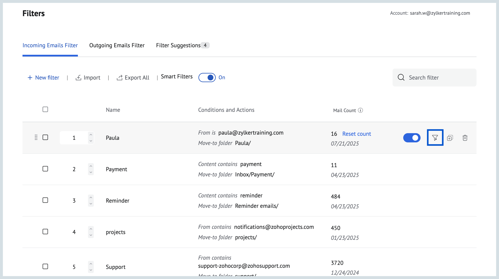 Run through filter Run through filter