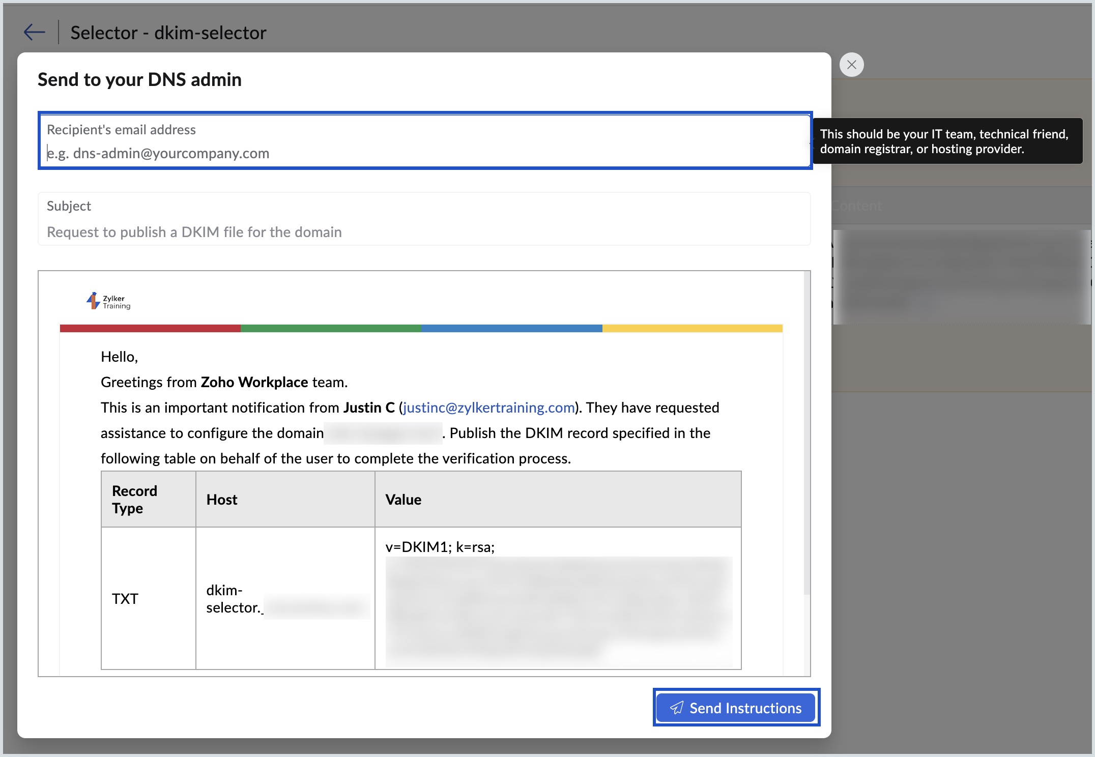 send DKIM instructions send DKIM instructions