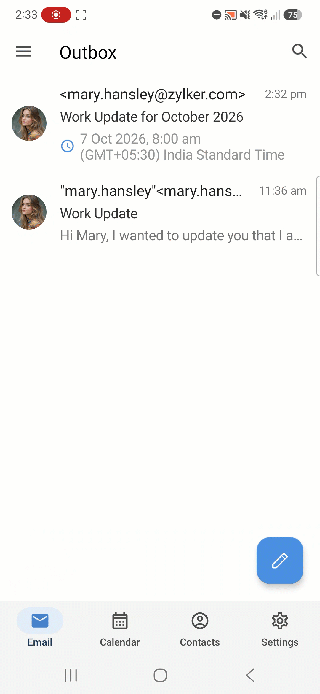 Send scheduled emails now Send scheduled emails now in Zoho Mail Android app