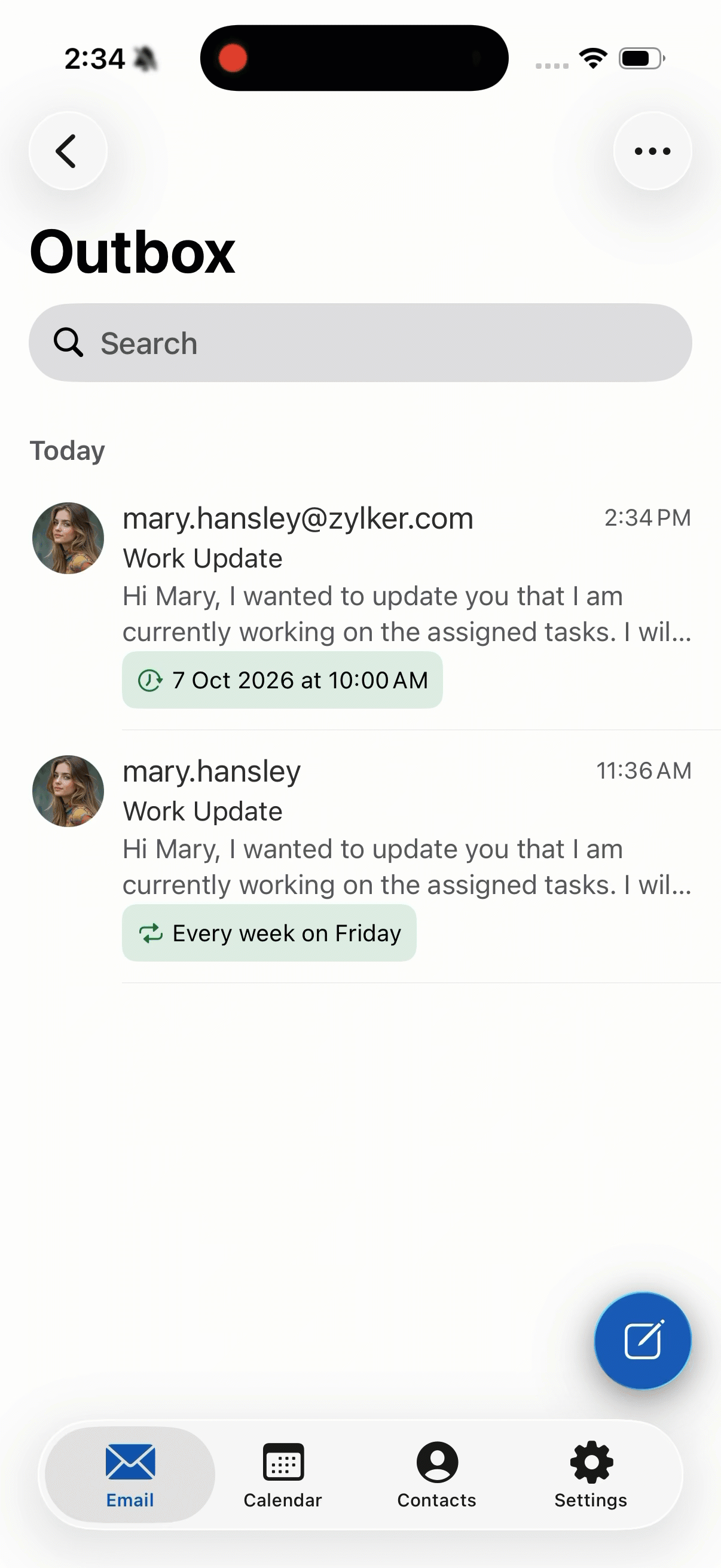 Send scheduled emails now Send scheduled emails now in Zoho Mail iOS app