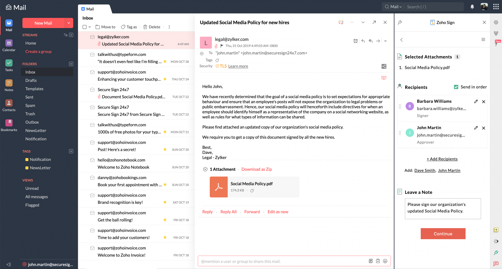 Verifying sign workflow details