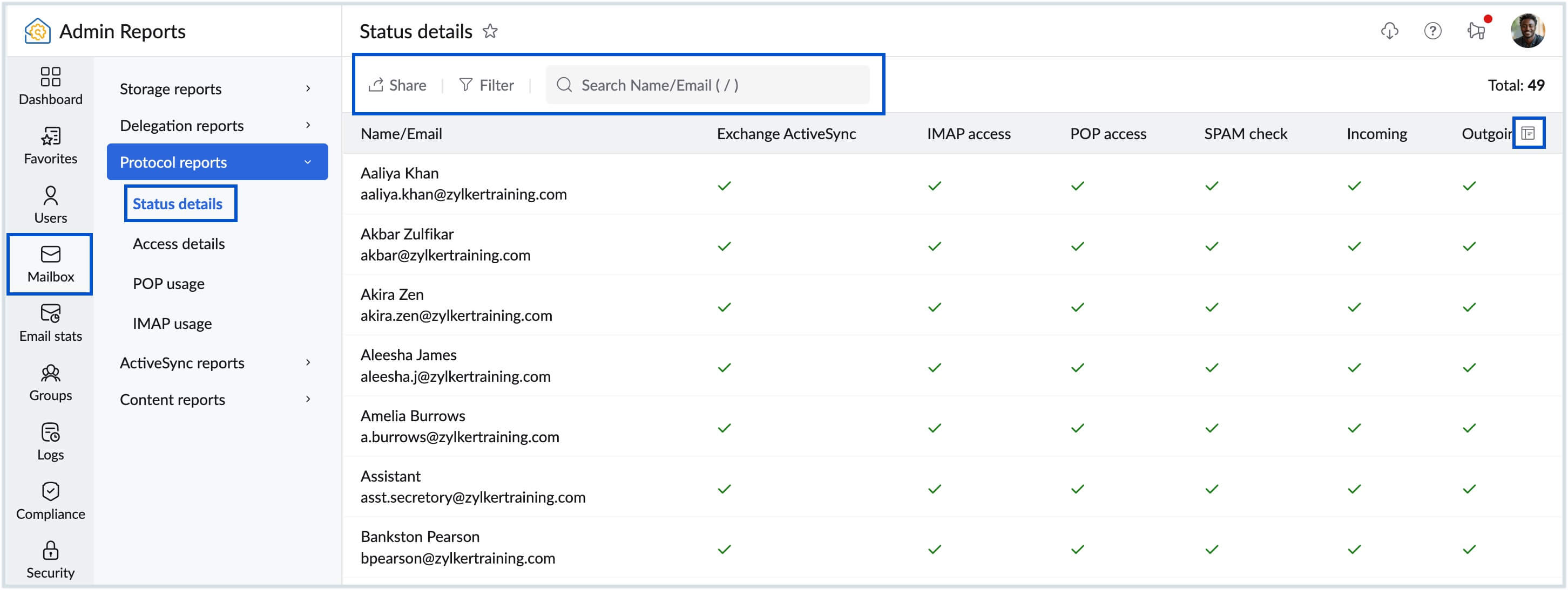 Status details report