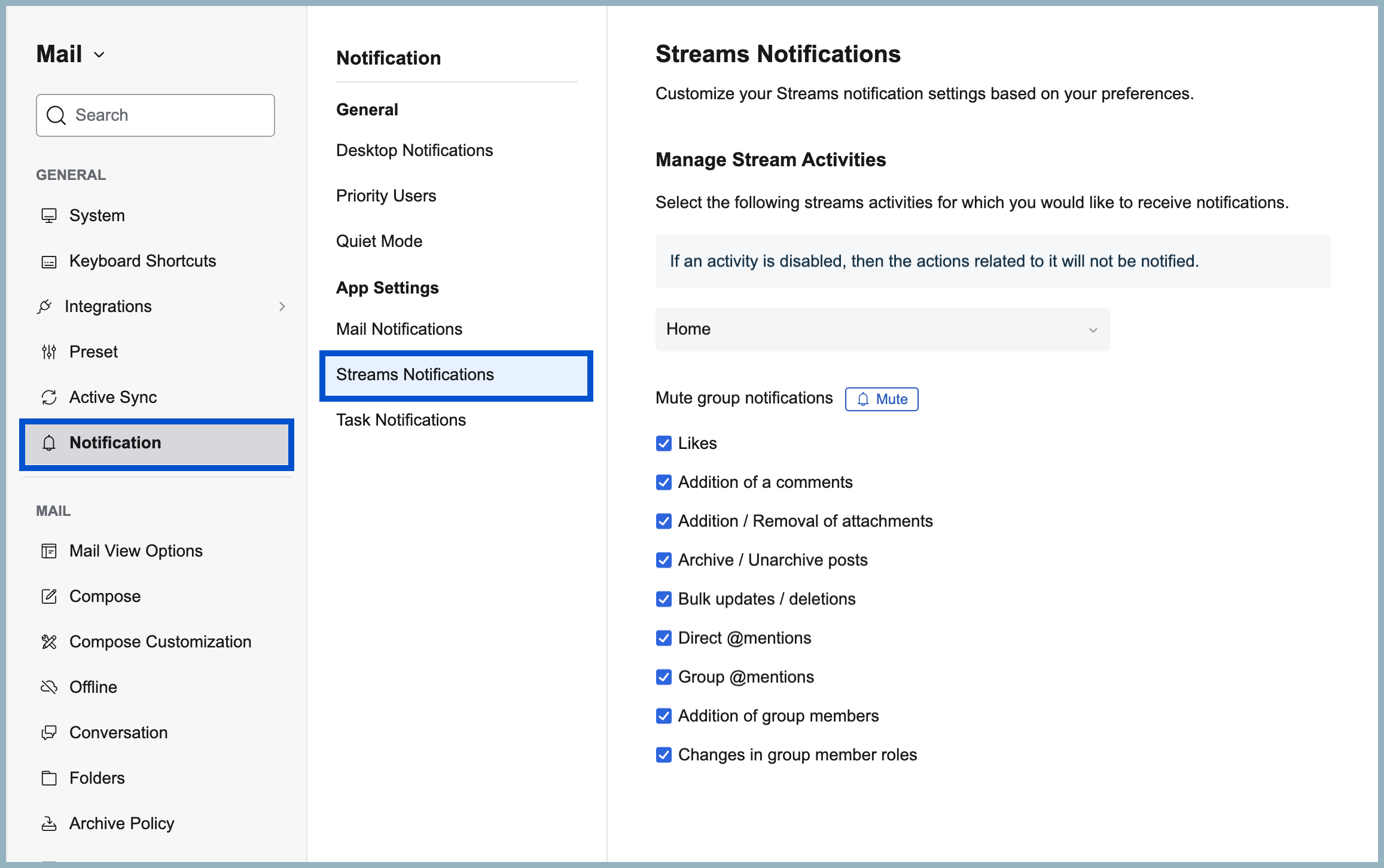 Streams notification