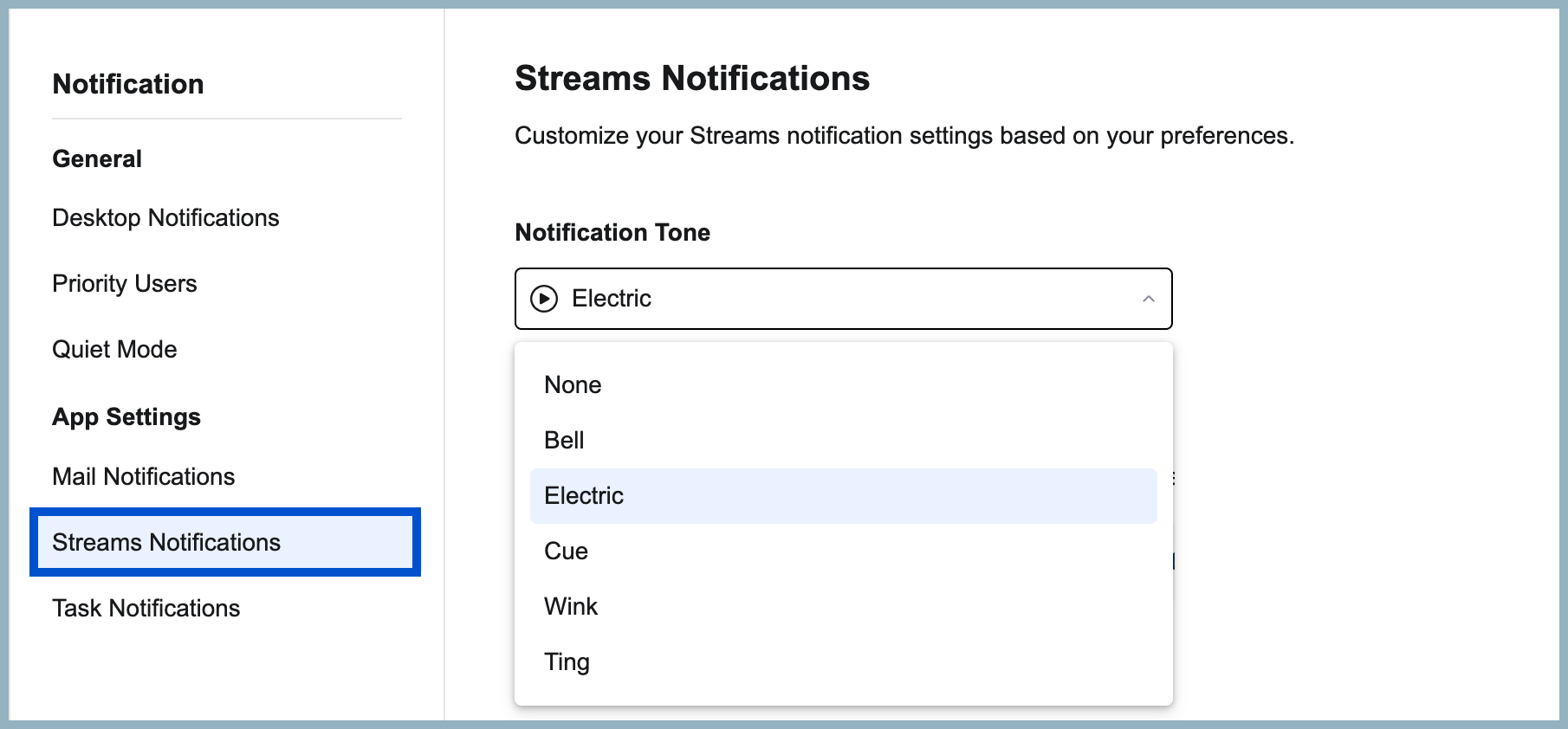 Streams notification