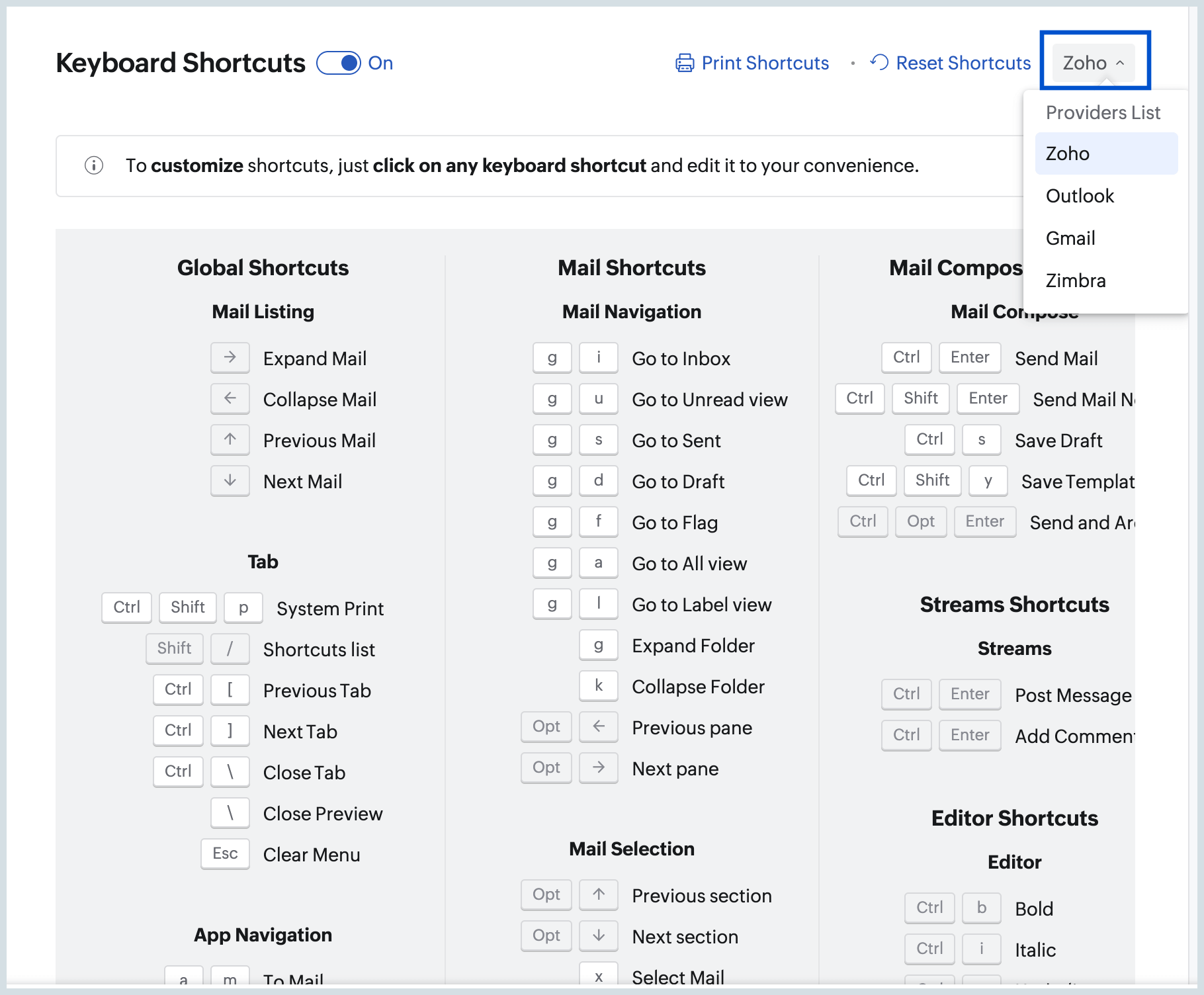 Switch Keyboard Shortcuts