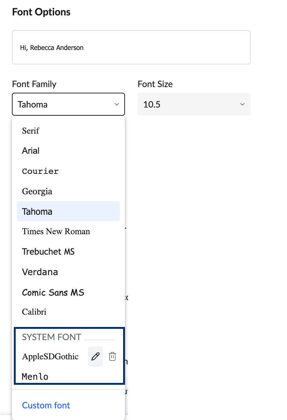 system font