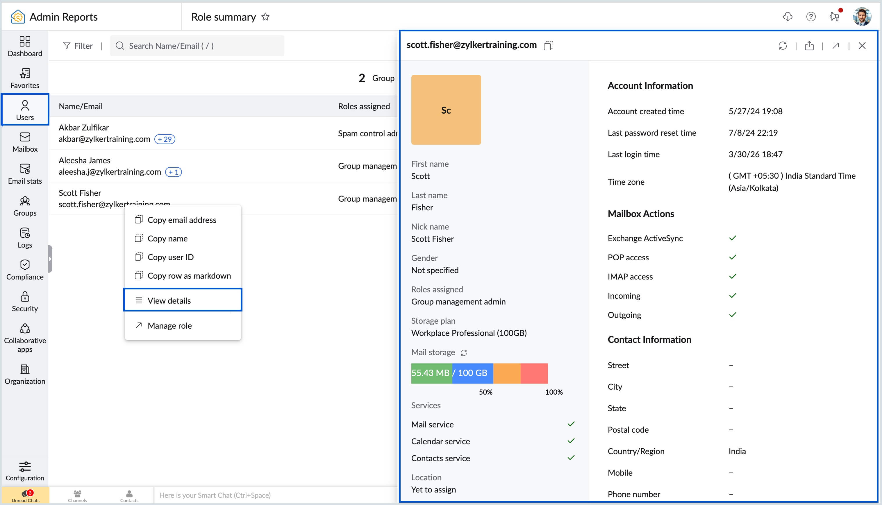 view details option view details option