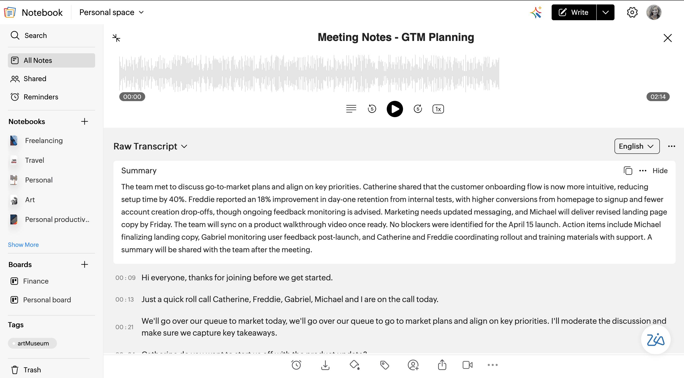 Get instant summaries