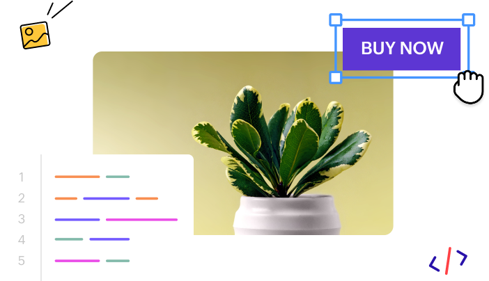 Low code application creator with drag and drop button like 'Buy Now'