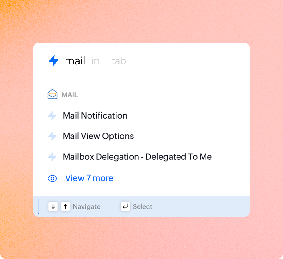 Quick actions feature
