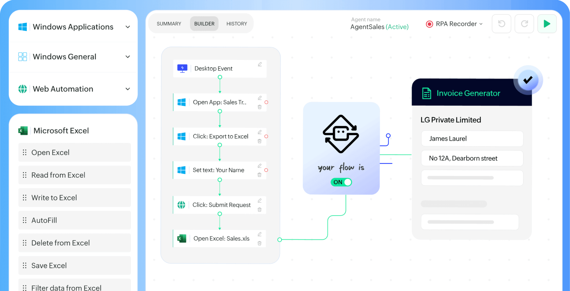 No-code automation example UI