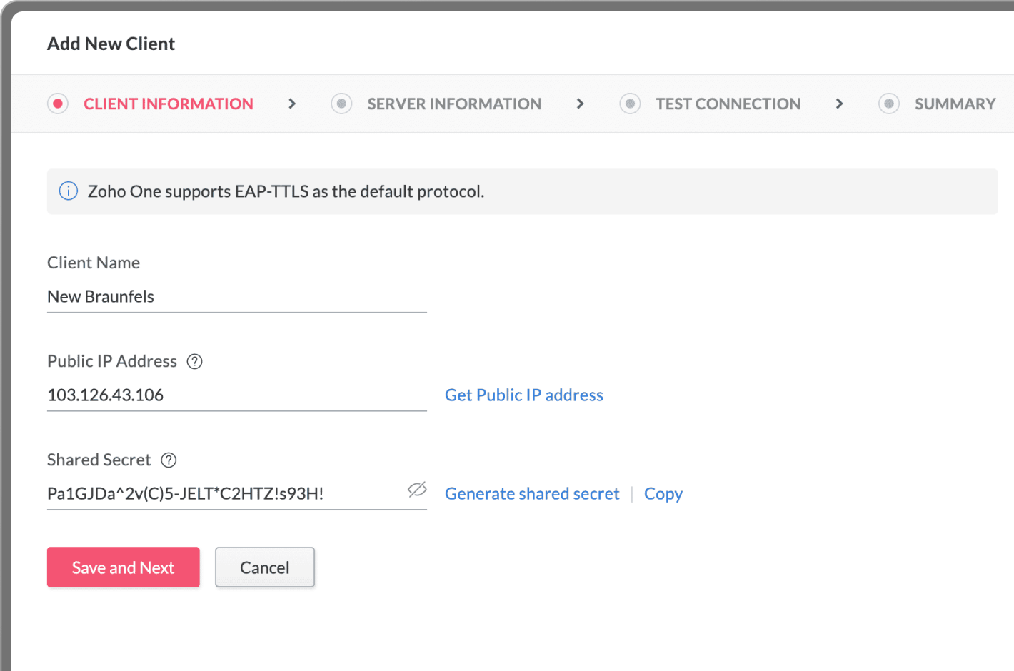 RADIUS Wi-Fi authentication interface