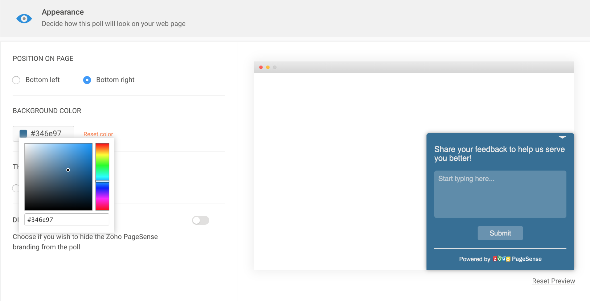 Customize your PageSense poll widget