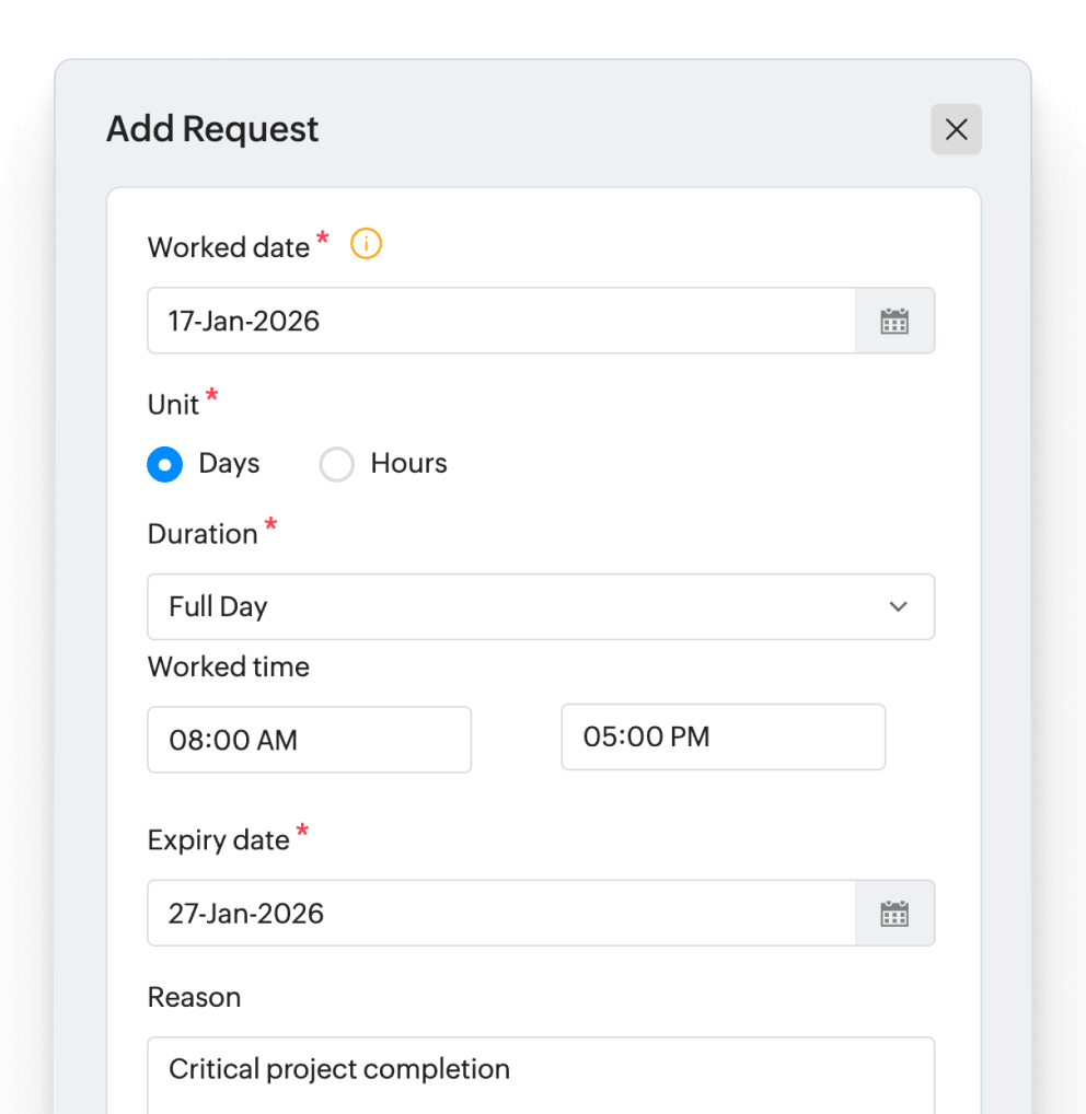 Compensatory time off request form