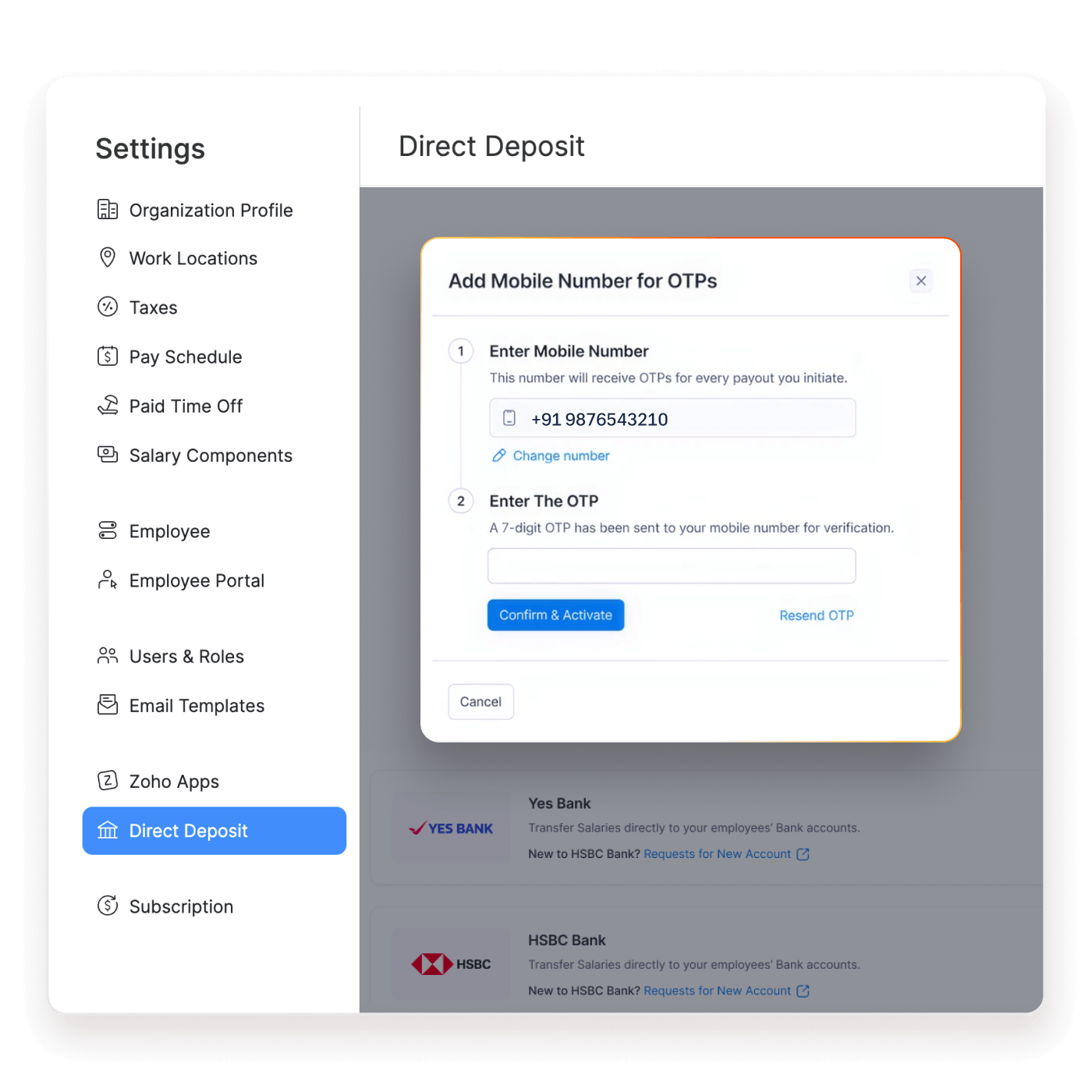 Deposit salaries feature