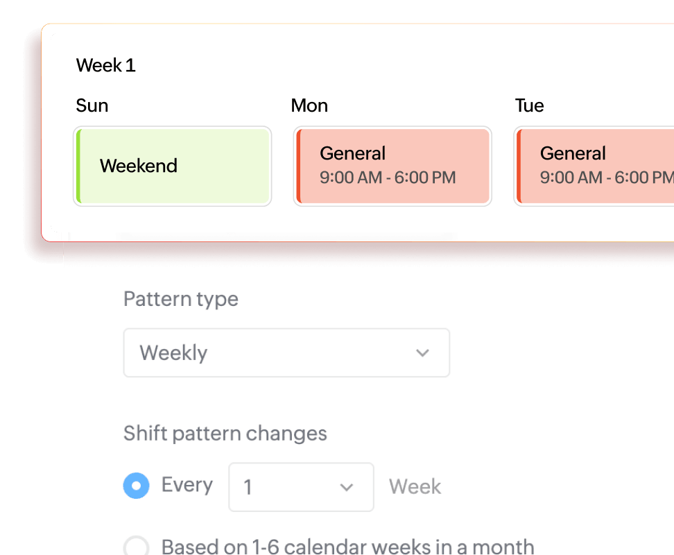 Shift patterns configuration interface