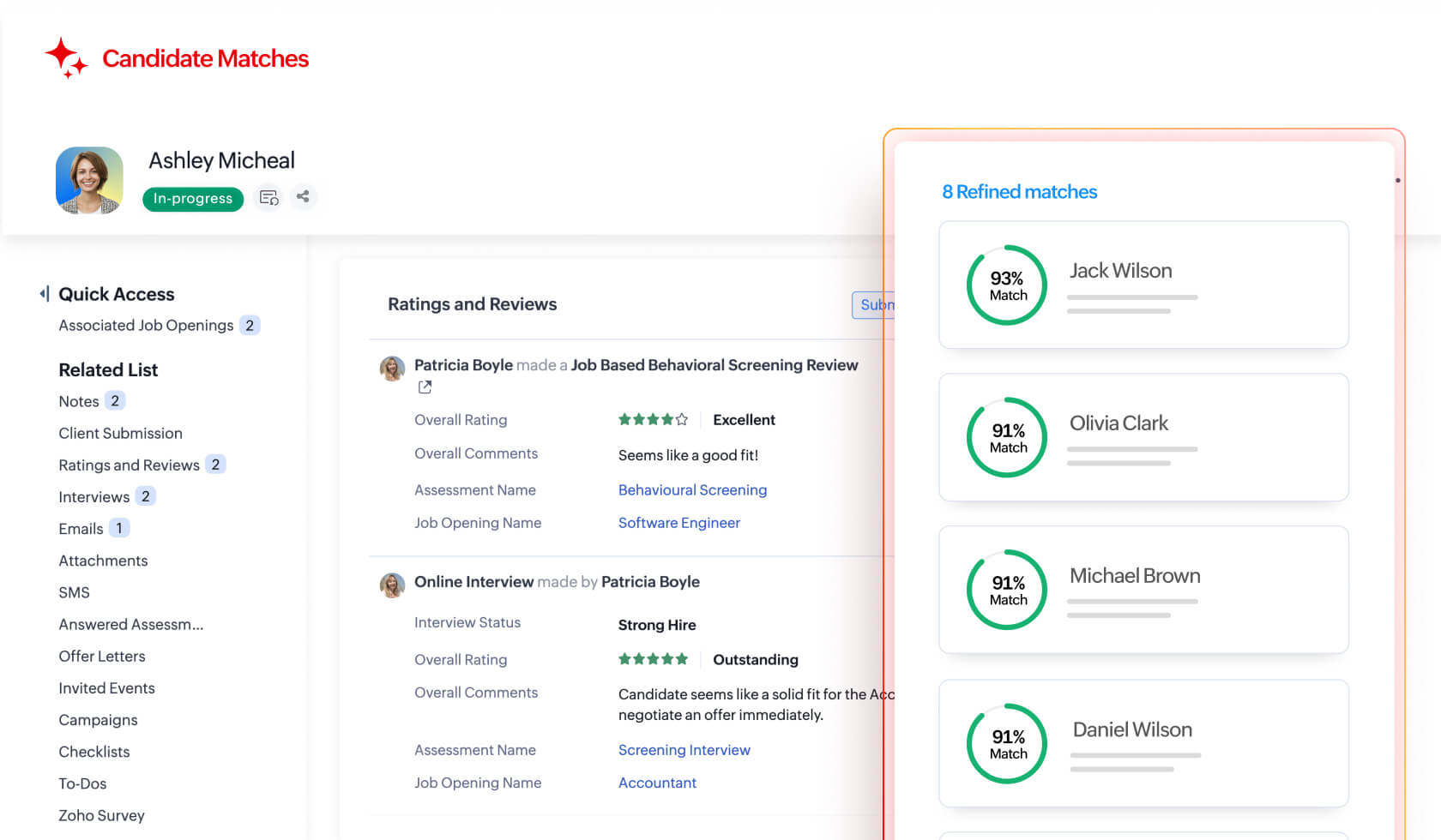 Candidate screening using AI in Zoho People Plus